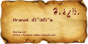 Hranek Ádám névjegykártya
